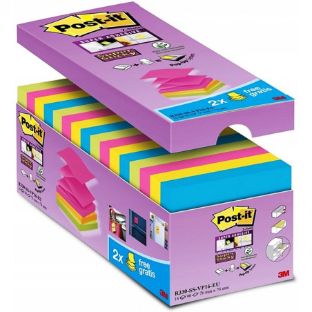 Karteczki Post-it Super Sticky Z-Notes 76x76mm (R330-SS-VP16) mix kolo