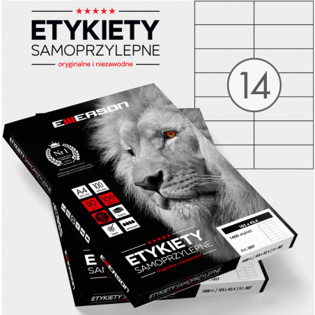 Etykiety Emerson A4 105x42.4mm białe (100)