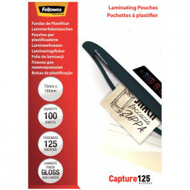Folia laminacyjna Fellowes 75x105mm/125µm błyszczaca (100)