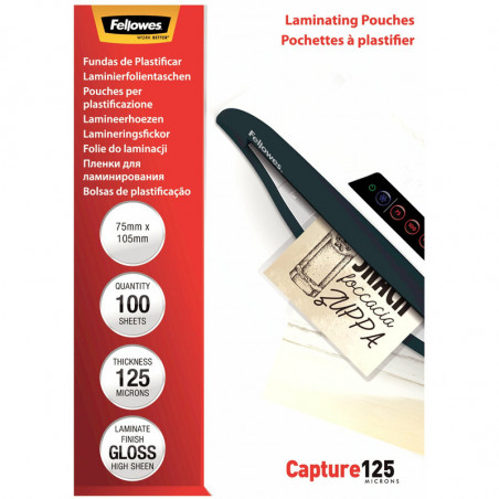 Folia laminacyjna Fellowes 75x105mm/125µm błyszczaca (100)