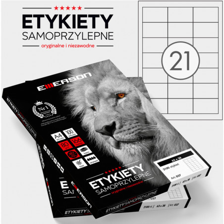 Etykiety Emerson A4 63x38mm białe (100)