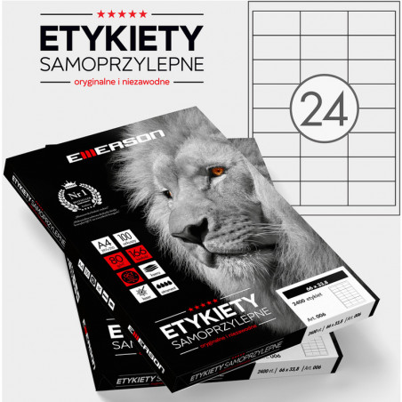 Etykiety Emerson A4 66x33.8mm białe (100)