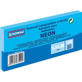Karteczki Donau 38x51mm neon niebieskie (3x100)