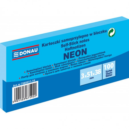 Karteczki Donau 38x51mm neon niebieskie (3x100)