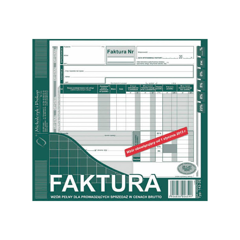 FAKTURA BRUTTO 2/3 A4 (O+1K)