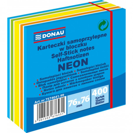 Karteczki Donau 76x76mm neon mix kolorów (400)