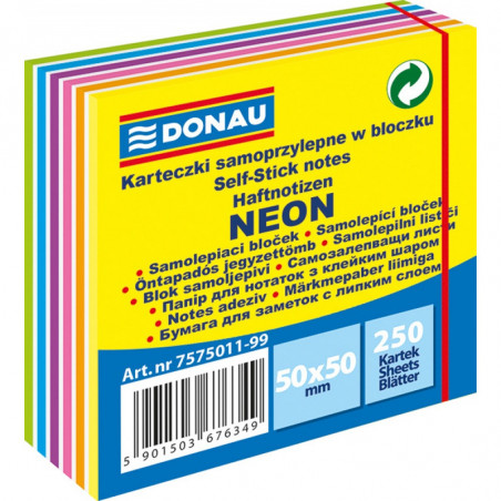 Karteczki Donau 50x50mm neon-pastel mix kolorów (250)