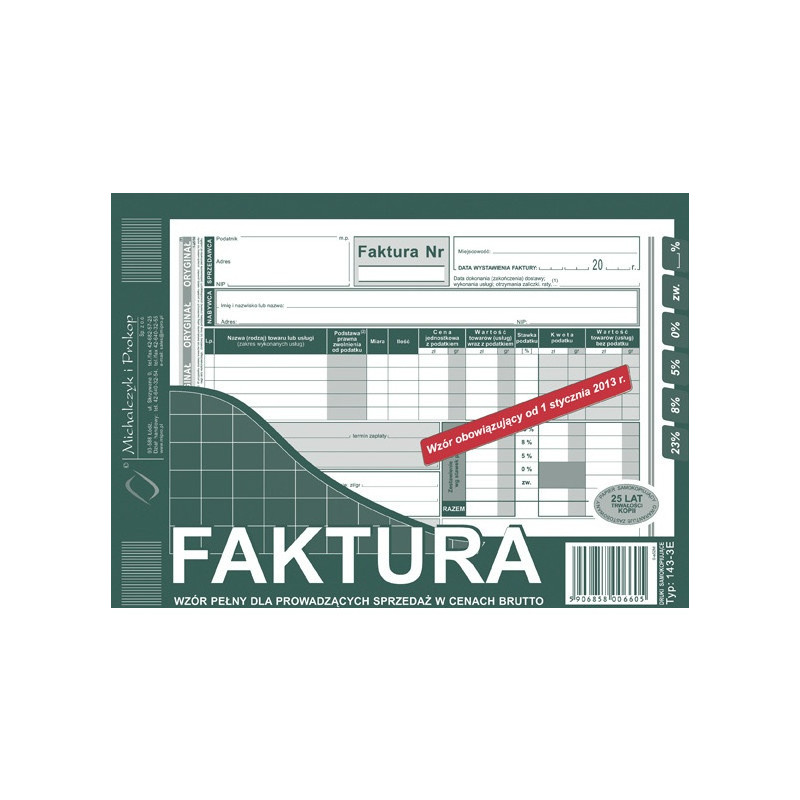 FAKTURA BRUTTO A5 (O+1K)