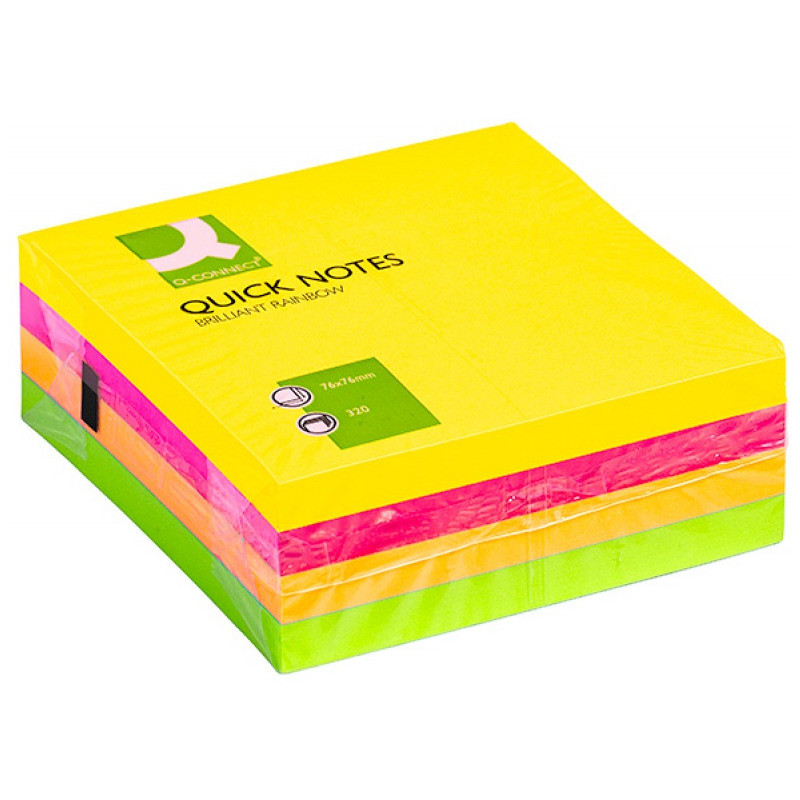 Karteczki Q-Connet Brilliant 76x76mm neon 4 kolory (4x80)
