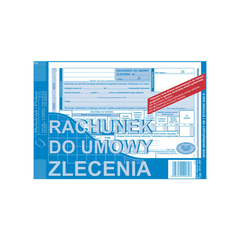 Rachunek do umowy zlecenia A5 (o+1k)