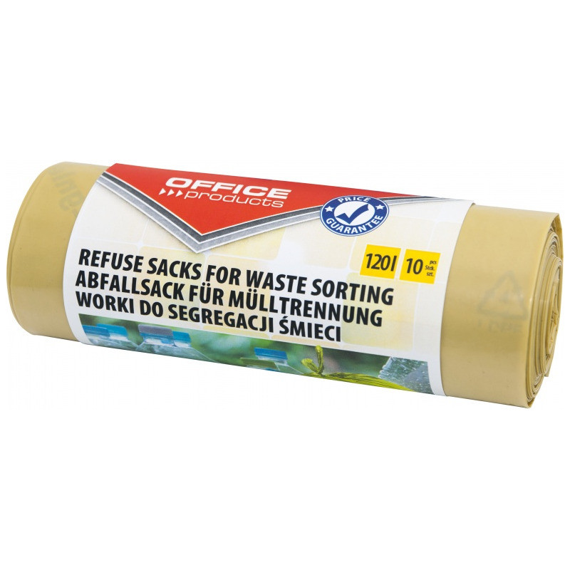 Worki na śmieci Office Products 120L LDPE żółte (10)