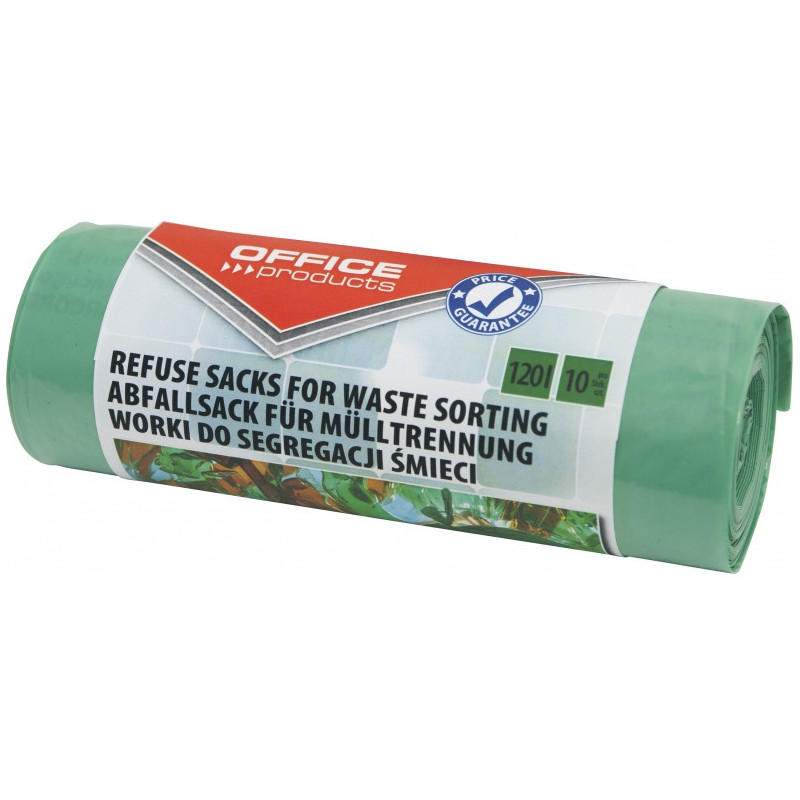 Worki na śmieci Office Products 120L LDPE zielone (10)