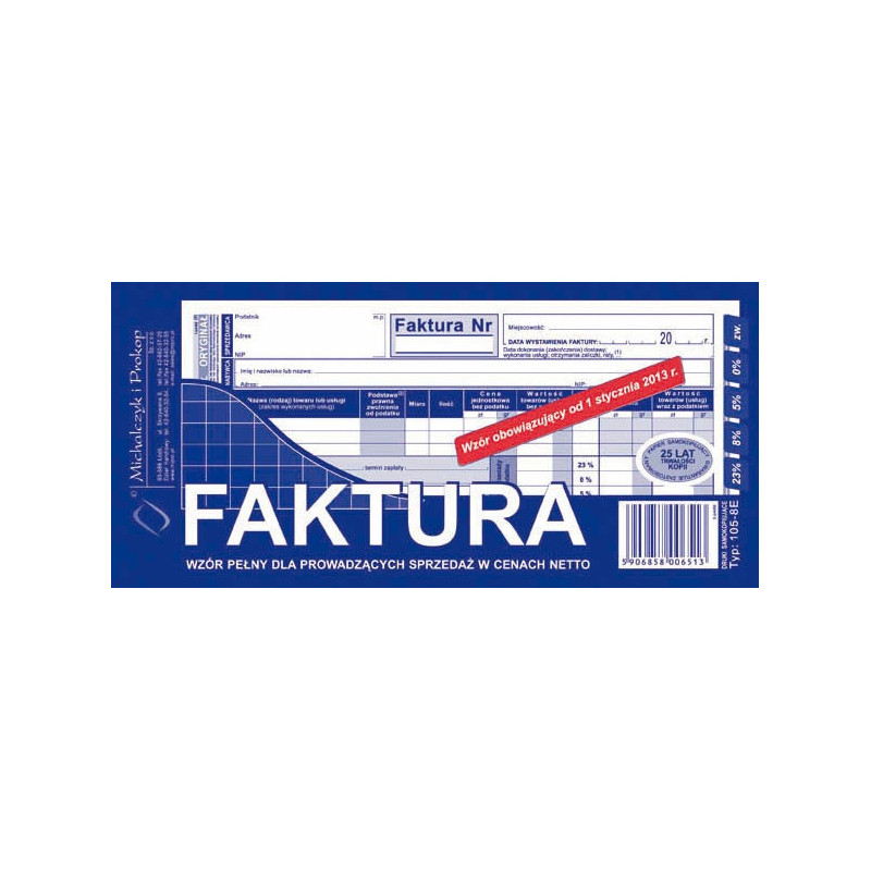 FAKTURA VAT 1/3 A4 (O+1K)