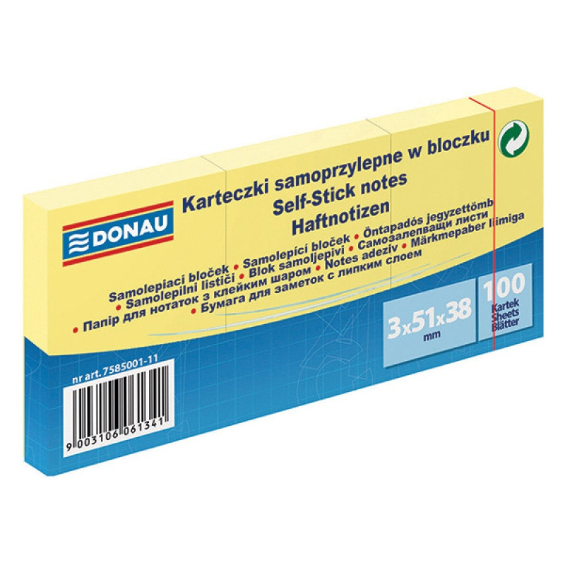 Karteczki Donau 38x51mm jasnożółte (3x100)