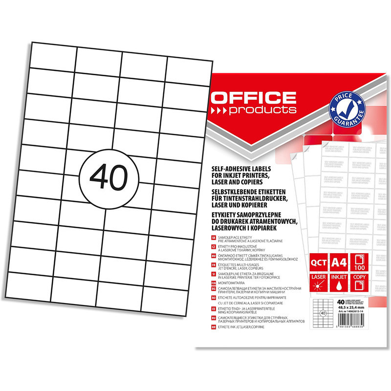 Etykiety Office Products A4 48.5x25.4mm białe (100)