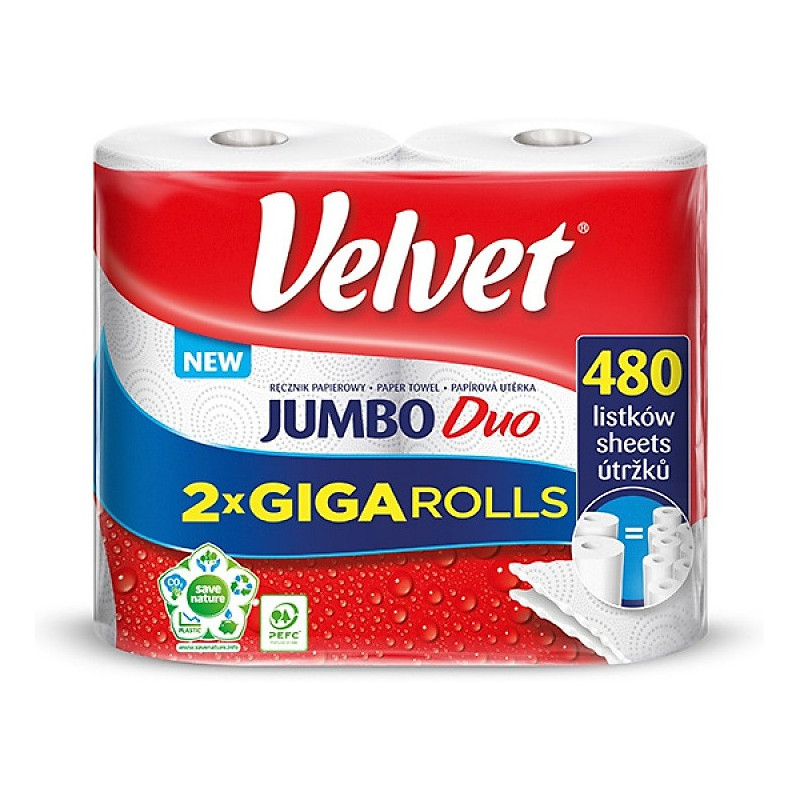 Ręcznik w rolce Velvet Jumbo Duo 2w celuloza białe (2)