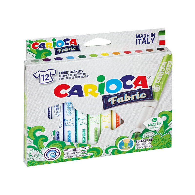 FLAMASTRY DO TKANIN CARIOCA 12 KOLORÓW