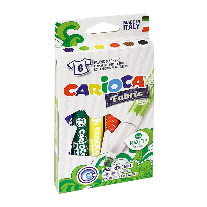 FLAMASTRY DO TKANIN CARIOCA 6 KOLORÓW