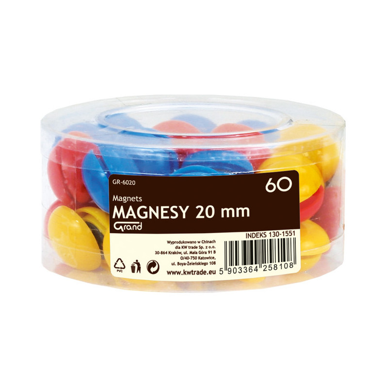 Magnesy do tablic Grand śr.20mm 3 kolory (3x20)