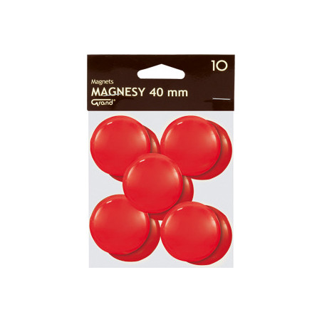 Magnesy do tablic Grand śr.40mm czerwone (10)