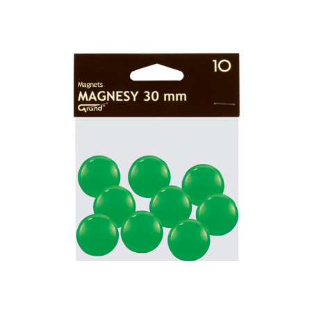Magnesy do tablic Grand śr.30mm zielone (10)