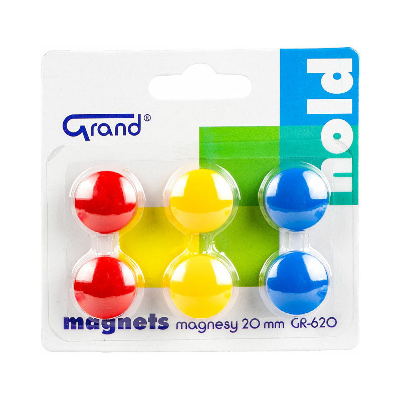 Magnesy do tablic Grand śr.20mm 3 kolory (3x2)