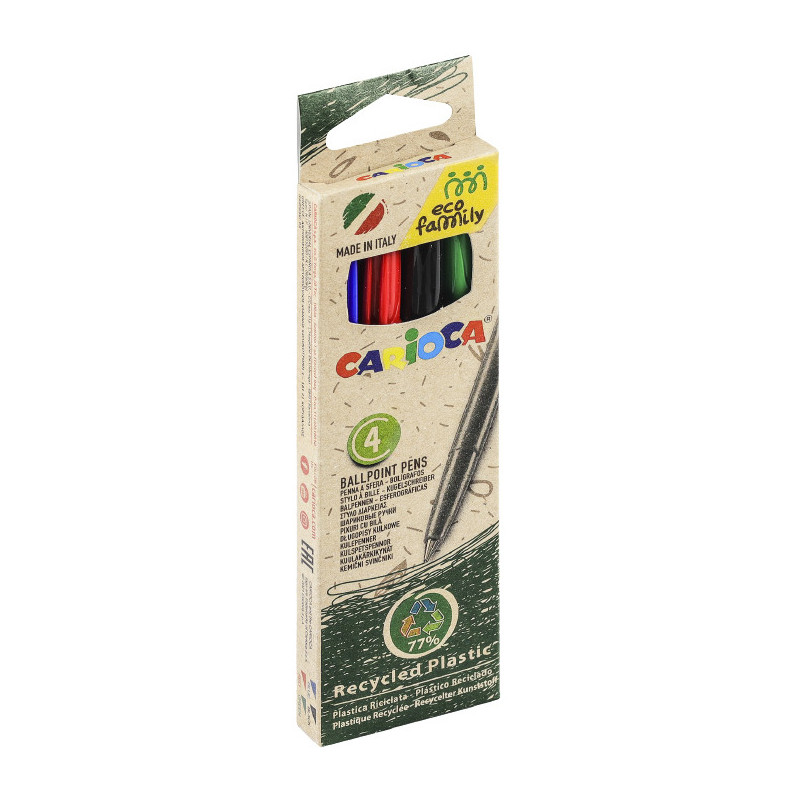 Długopisy Carioca EcoFamily 4 kolory