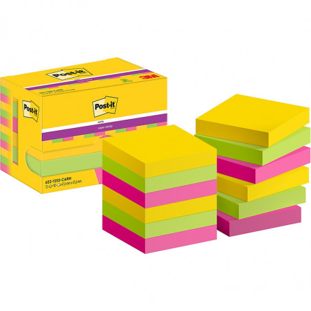 Karteczki Post-it Super Sticky 47.6x47.6mm (622-12SS-CARN) mix kolorów