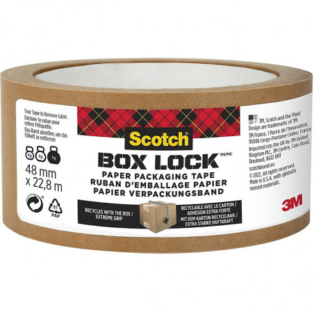 Taśma pakowa Scotch Box Lock 48mm/22.8m papierowa brązowa