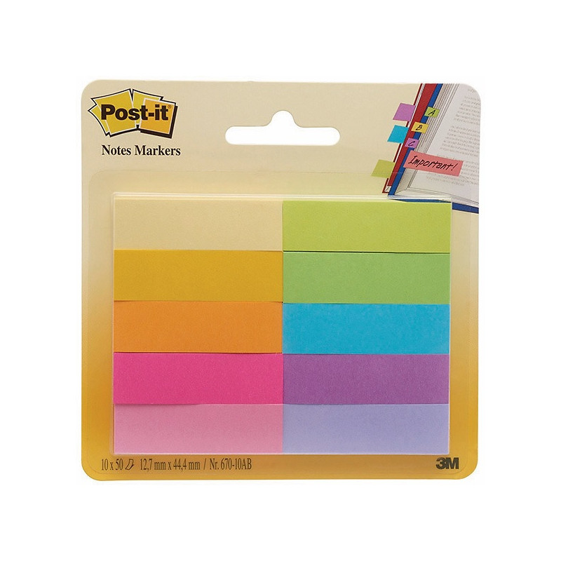 Zakładki Post-it 12.7x44.4mm 10 kolorów (10x50)