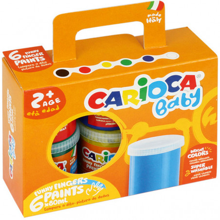 Farba do malowania palcami Carioca Baby 80ml x6 kolorów