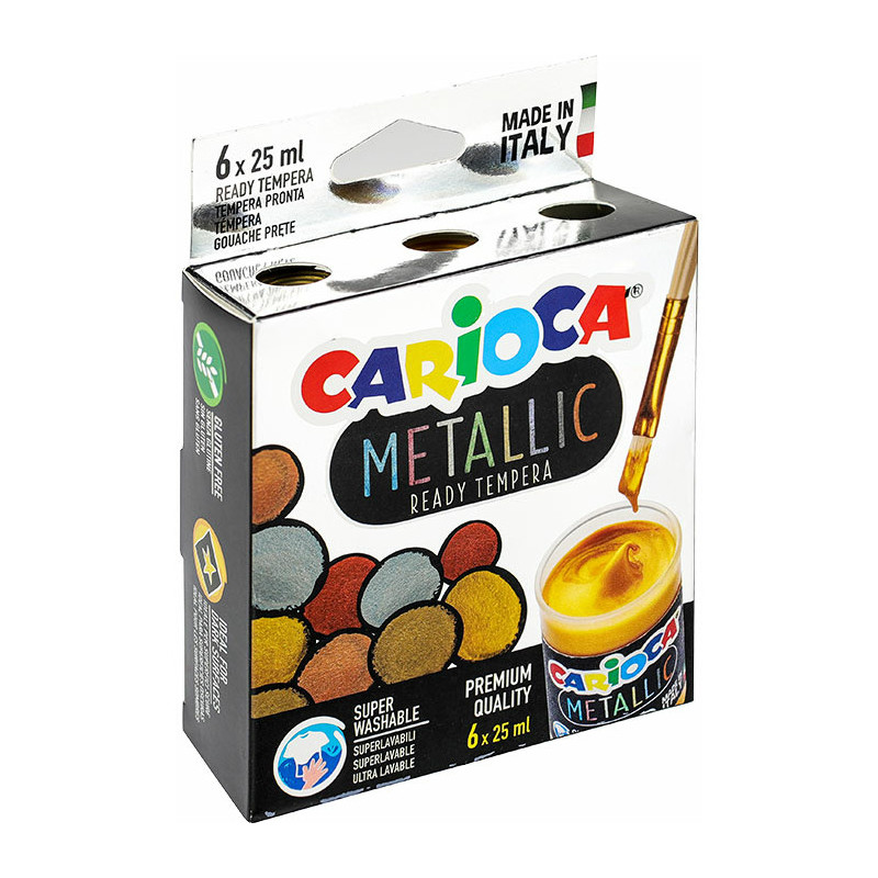 Farba tempera Carioca Metallic 25ml x6 kolorów