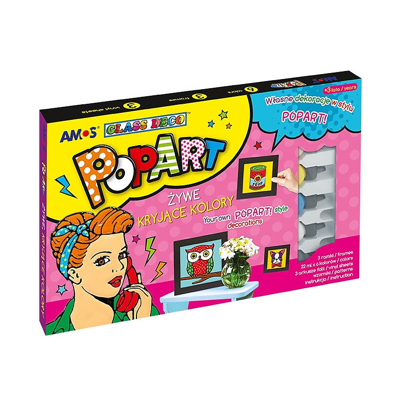 Farby witrażowe Amos Popart 22ml x6 kolorów