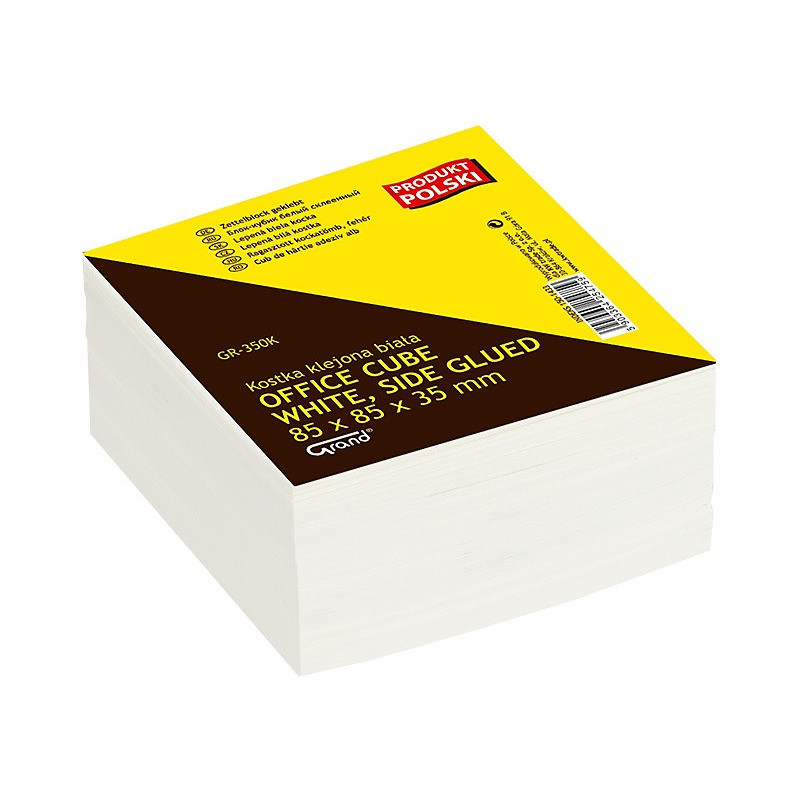 Kostka papierowa Grand 85x85x35mm klejona biała