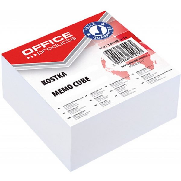 Kostka papierowa Office Products 85x85x40mm klejona biała