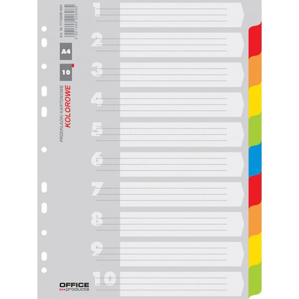 Przekładki kartonowe Office Products A4 10 kolorów