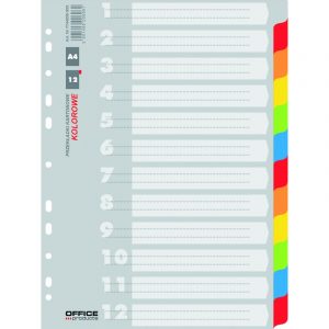 Przekładki kartonowe Office Products A4 12 kolorów