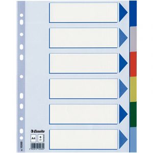 PRZEKŁADKI PP ESSELTE A4 INDEX 6 KOLORÓW