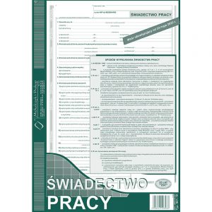 ŚWIADECTWO PRACY A4 (O+1K)