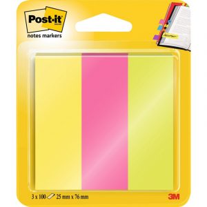 ZAKŁADKI POST-IT 26x76mm 3 KOLORY (3x100)