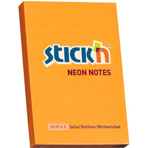 KARTECZKI STICK'N 51*76mm POMARAŃCZOWE NEON (100)