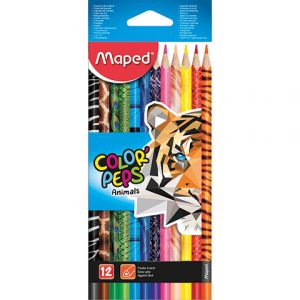 KREDKI OŁÓWKOWE MAPED COLOR'PEPS ANIMALS 12 KOLORÓW
