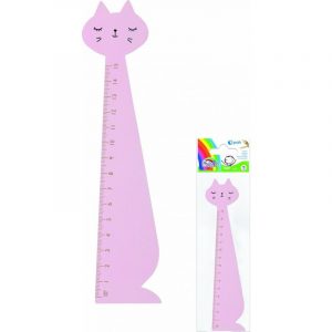 Linijka drewniana Fiorello 15cm kot rózowy