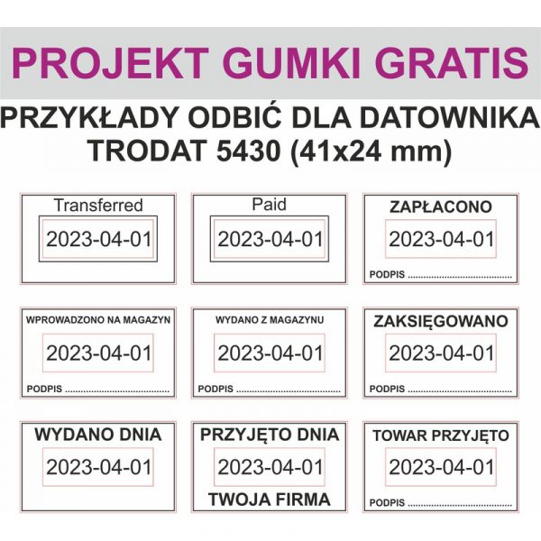DATOWNIK TRODAT 5430 ISO 4 MM 41X24 MM WKŁADKA MIX