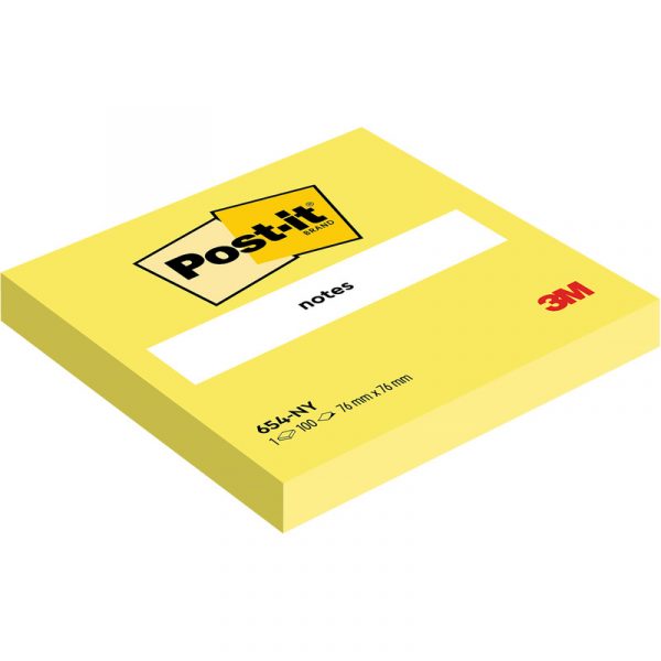 Karteczki Post-it 76x76mm (654-NY) jaskrawożółte (100)