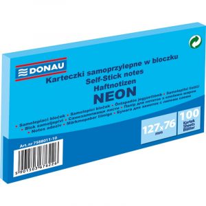 Karteczki Donau 127x76mm neon niebieskie (100)