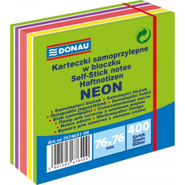 Karteczki Donau 76x76mm neon mix kolorów (400)