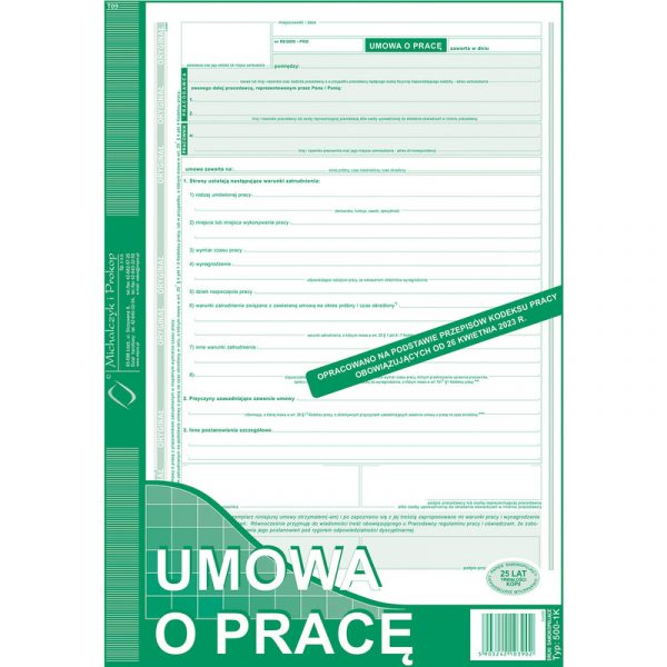 Umowa o pracę A4 (o+1k)