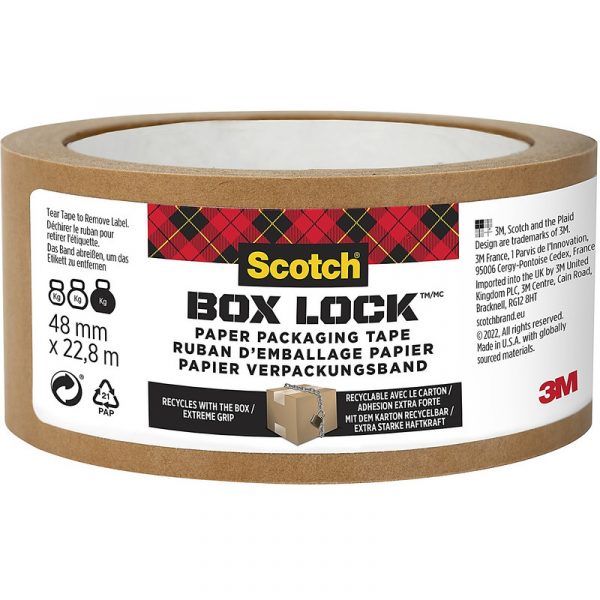 Taśma pakowa Scotch Box Lock 48mm/22.8m papierowa brązowa