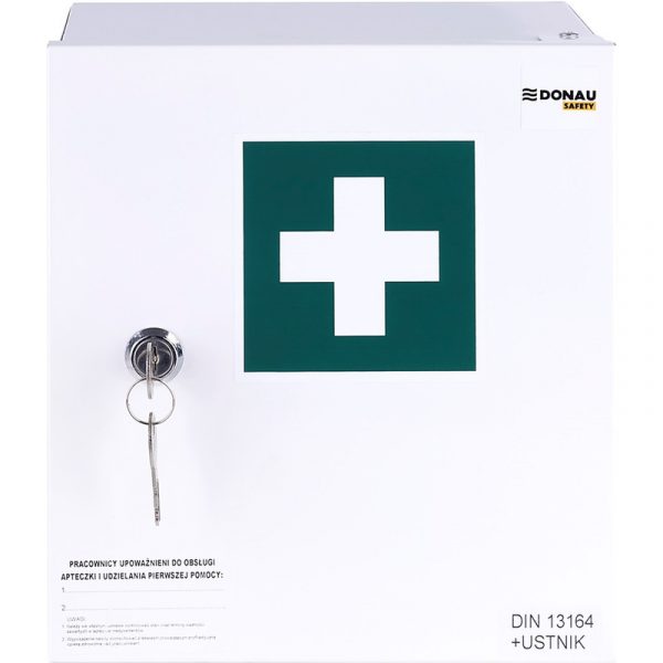 Apteczka naścienna Donau Safety 20" DIN 13164 (+ ustnik) metalowa